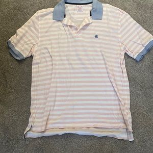 Brooks Brothers Performance Polo, Light Pink, White, Blue, Size L